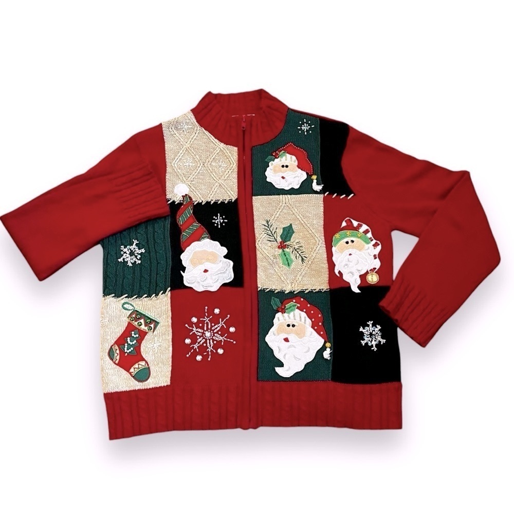 Ugly Christmas Sweater Tiara International Red Medium